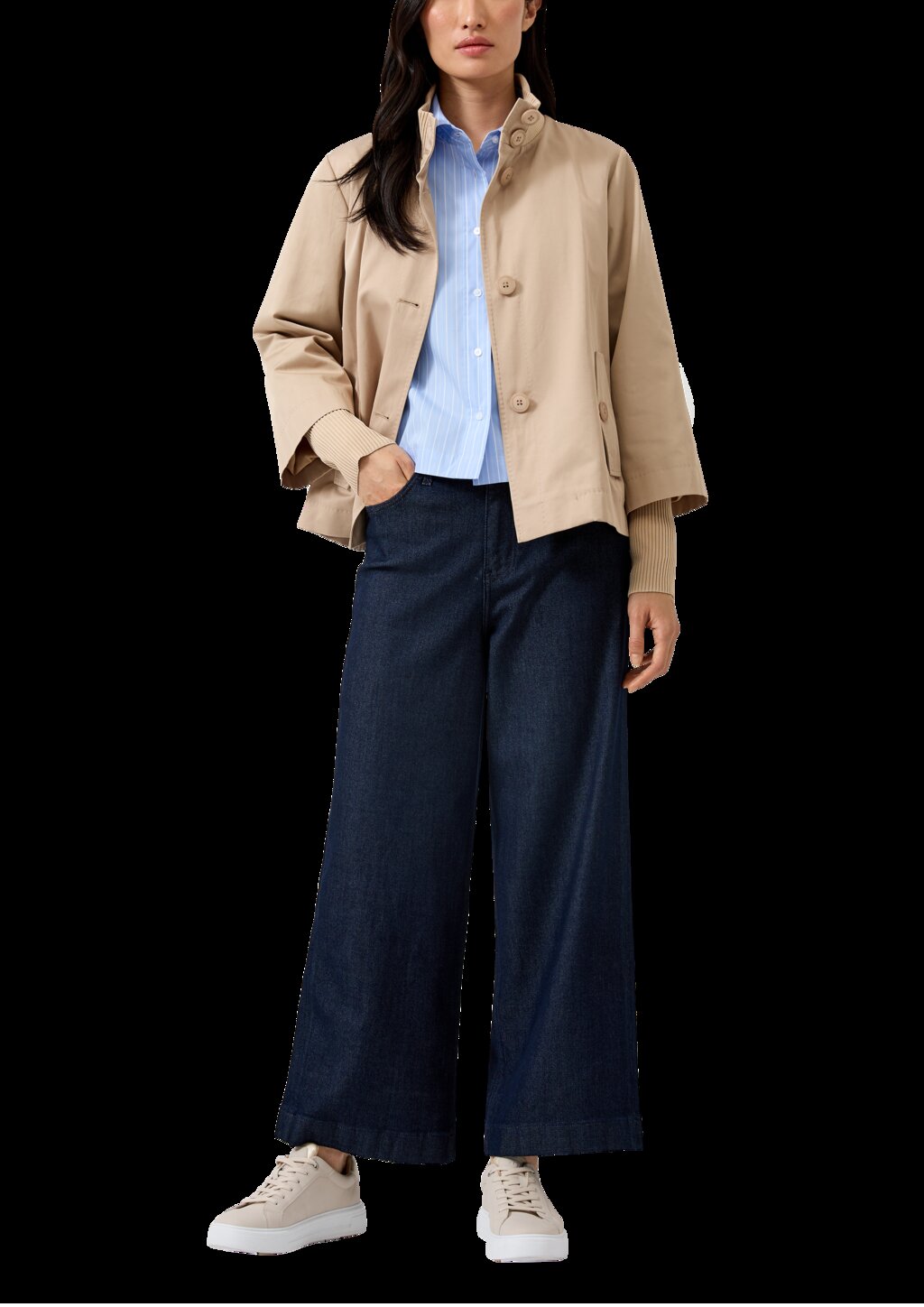 Verkürzte Hemdbluse aus Popeline