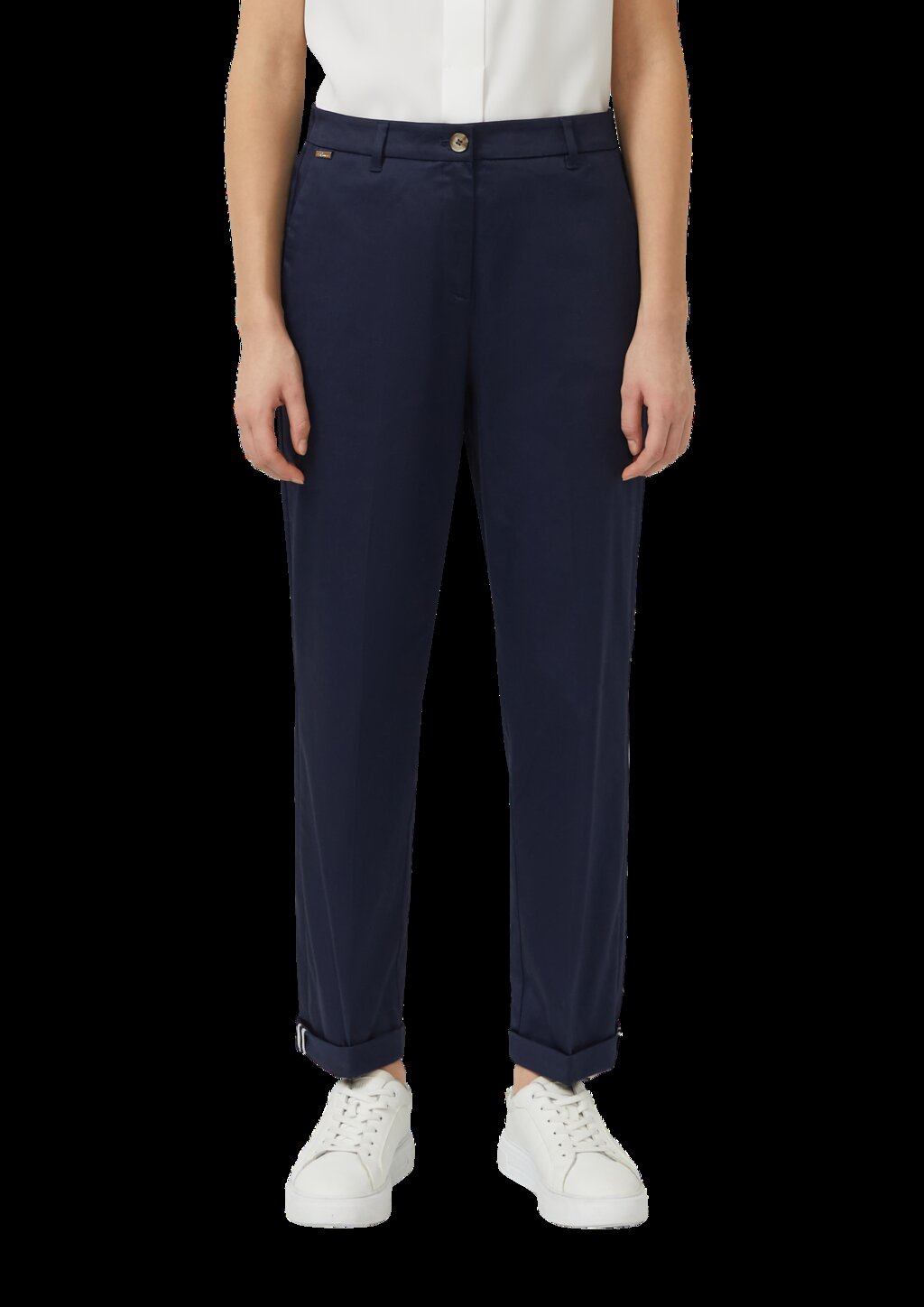 Chino aus Baumsatin mit Turn-up