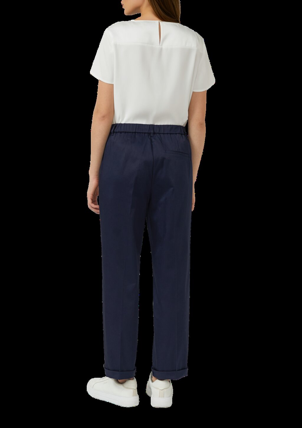 Chino aus Baumsatin mit Turn-up