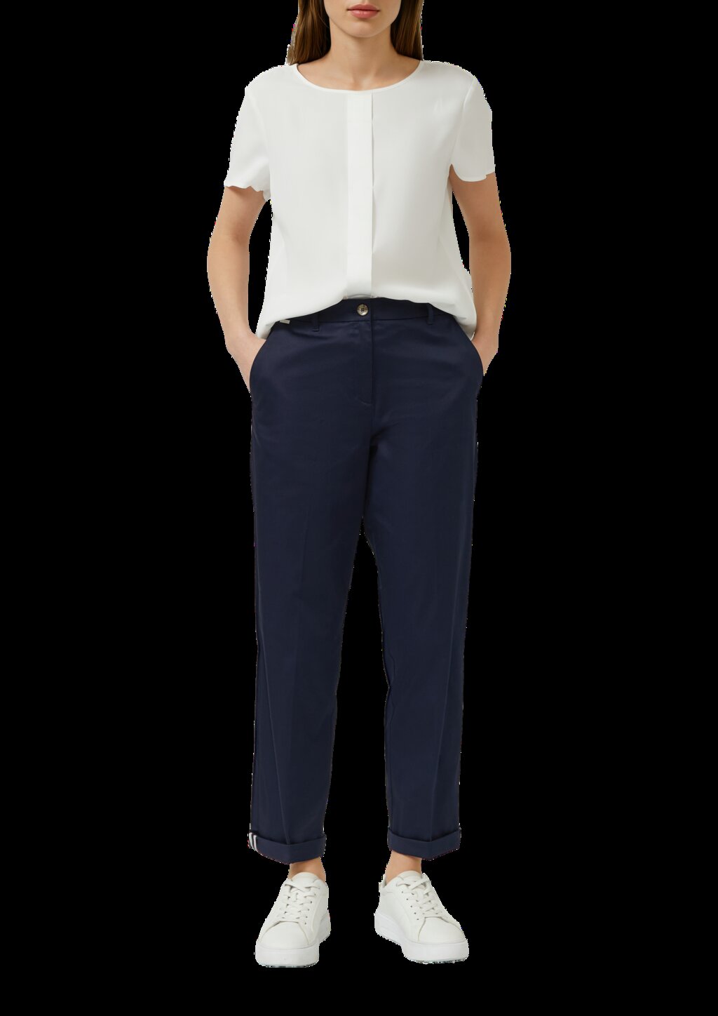 Chino aus Baumsatin mit Turn-up