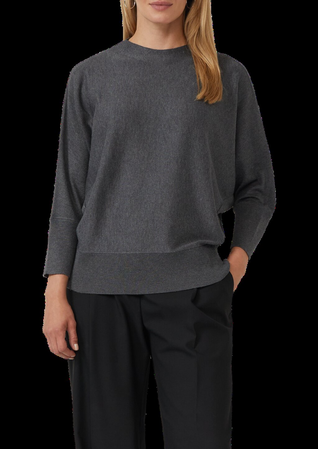 Strickpullover mit Fledermausärmeln und Rippbündchen