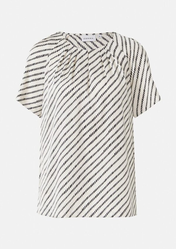 Satinbluse mit Raffung und All-over-Print