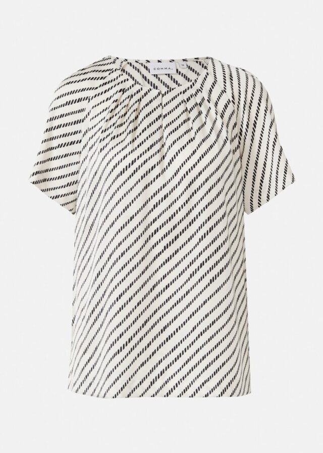 Satinbluse mit Raffung und All-over-Print