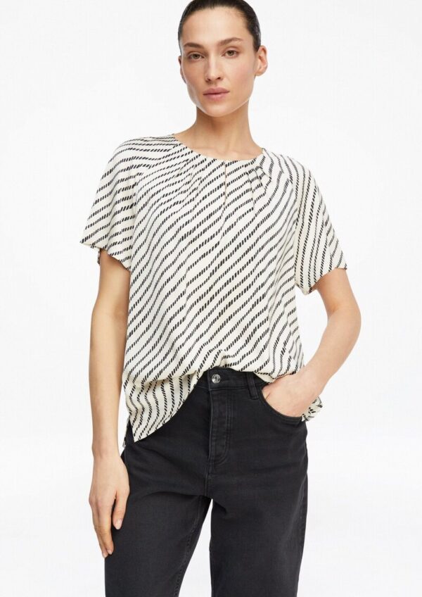 Satinbluse mit Raffung und All-over-Print