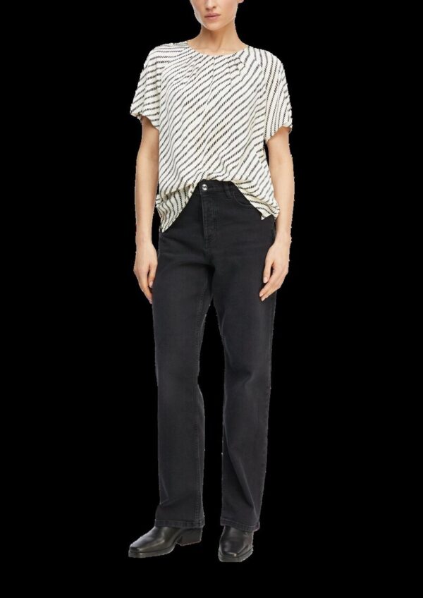 Satinbluse mit Raffung und All-over-Print