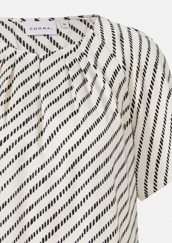 Satinbluse mit Raffung und All-over-Print