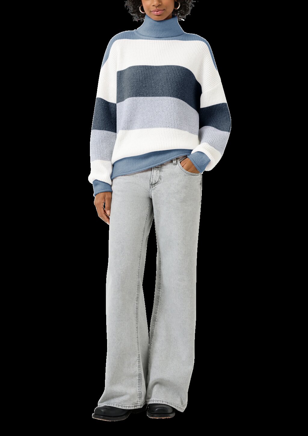 Rollkragenpullover mit Streifen