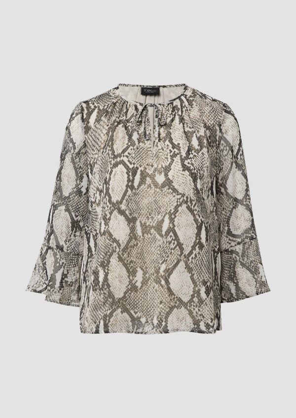 Bluse mit Schlangen-Print und Bindeband