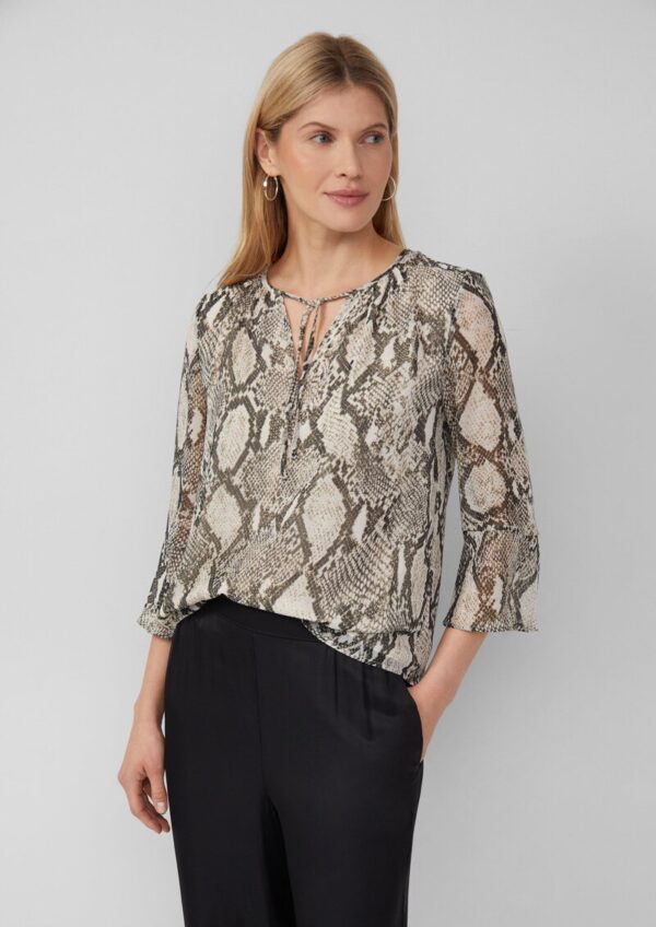 Bluse mit Schlangen-Print und Bindeband