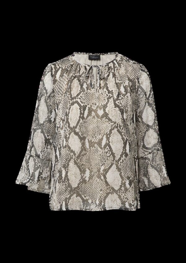 Bluse mit Schlangen-Print und Bindeband