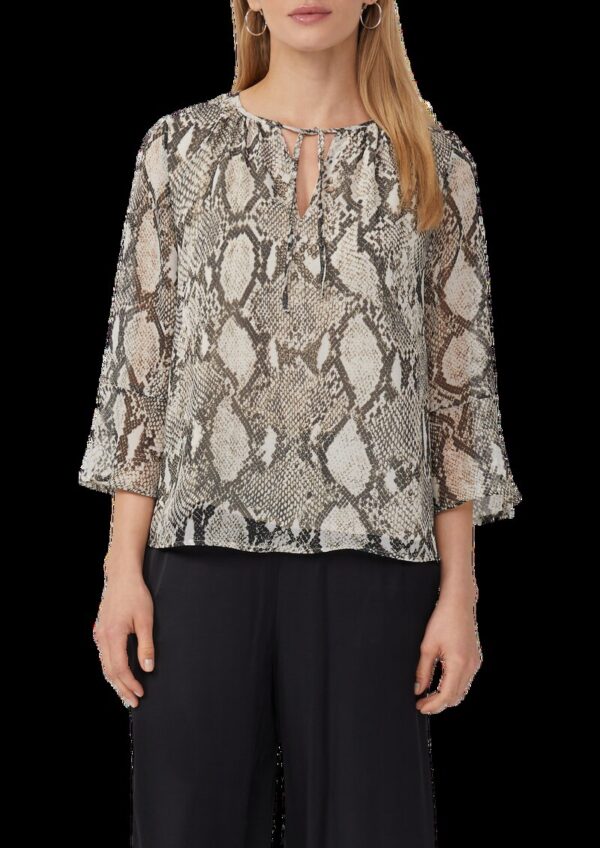Bluse mit Schlangen-Print und Bindeband