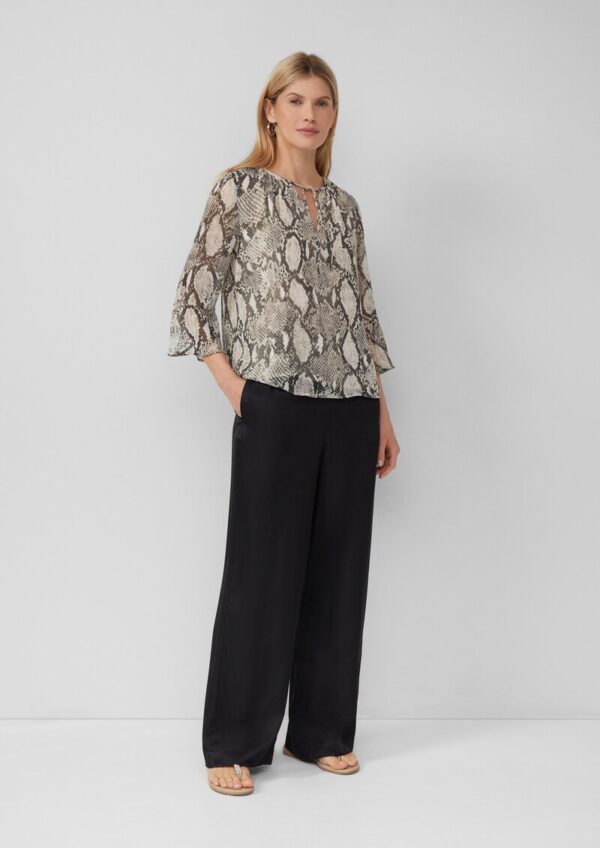Bluse mit Schlangen-Print und Bindeband