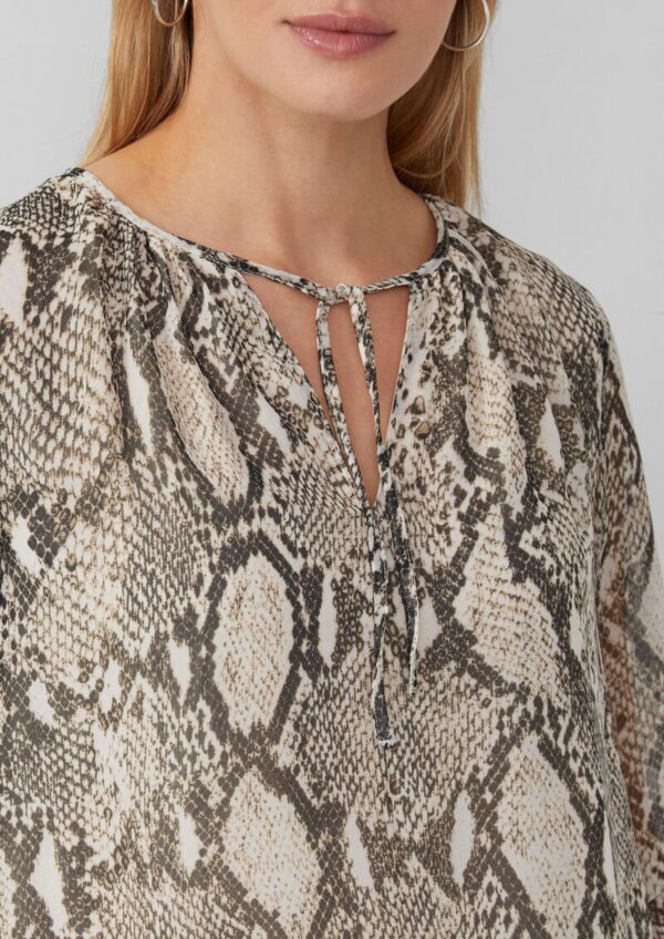 Bluse mit Schlangen-Print und Bindeband