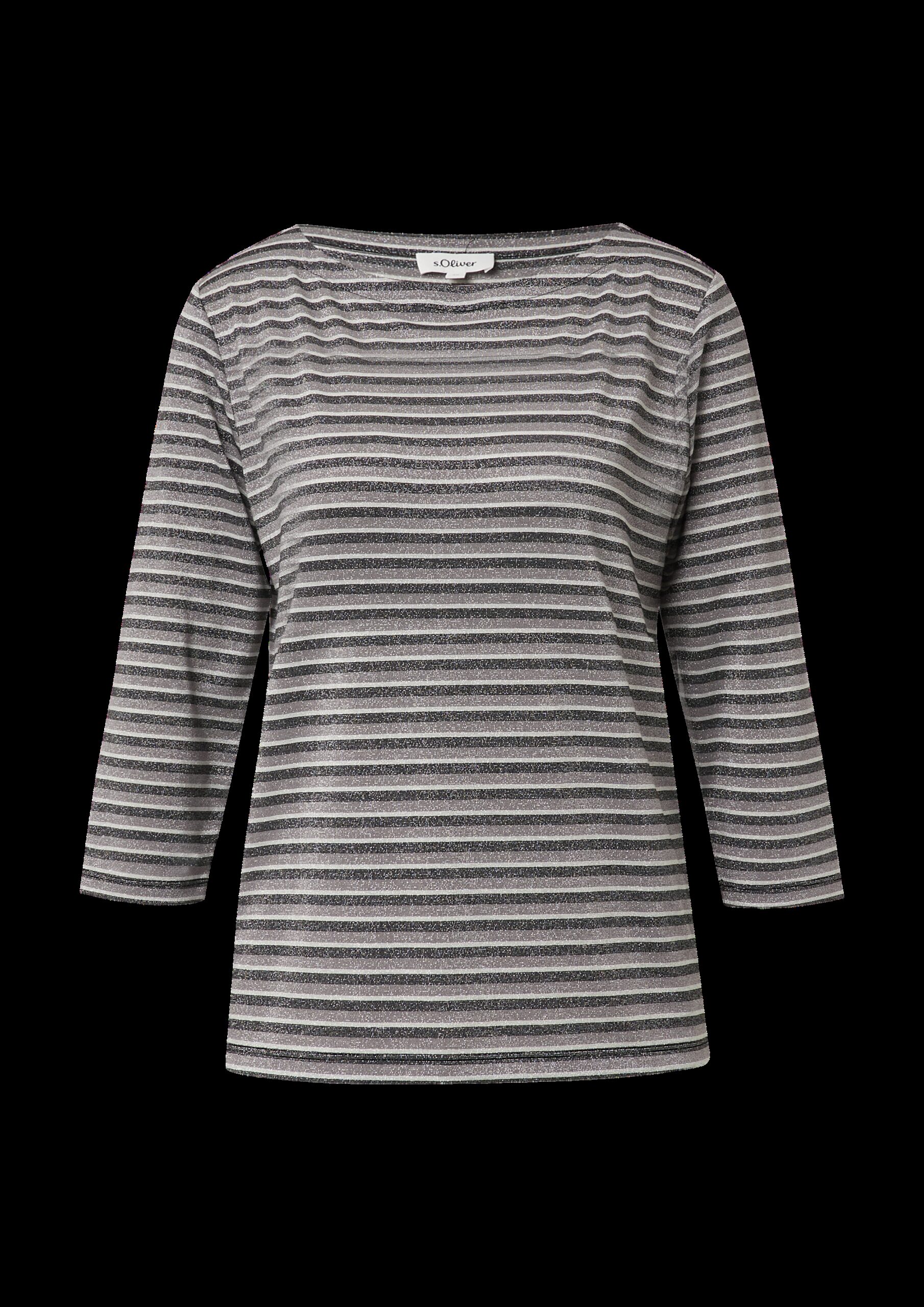 Shirt mit U-Boot-Ausschnitt und Glitzergarn