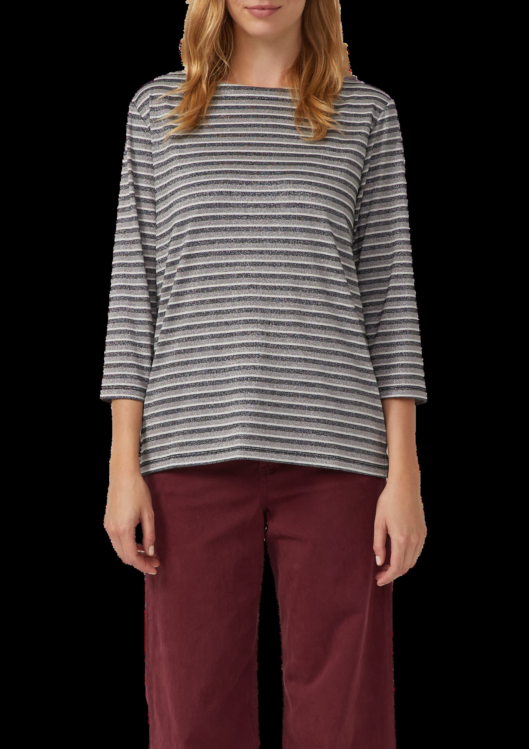 Shirt mit U-Boot-Ausschnitt und Glitzergarn