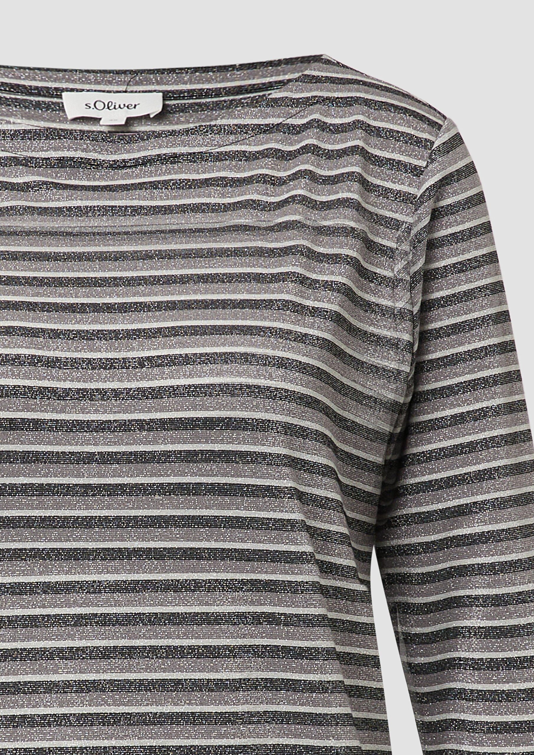 Shirt mit U-Boot-Ausschnitt und Glitzergarn