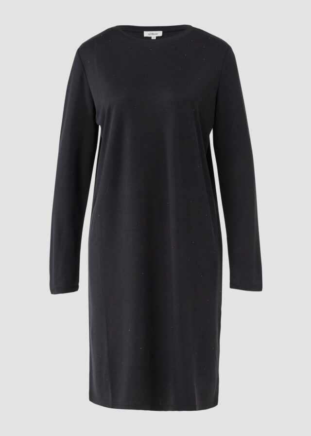 Fließendes Jersey-Kleid mit Schmucksteinen