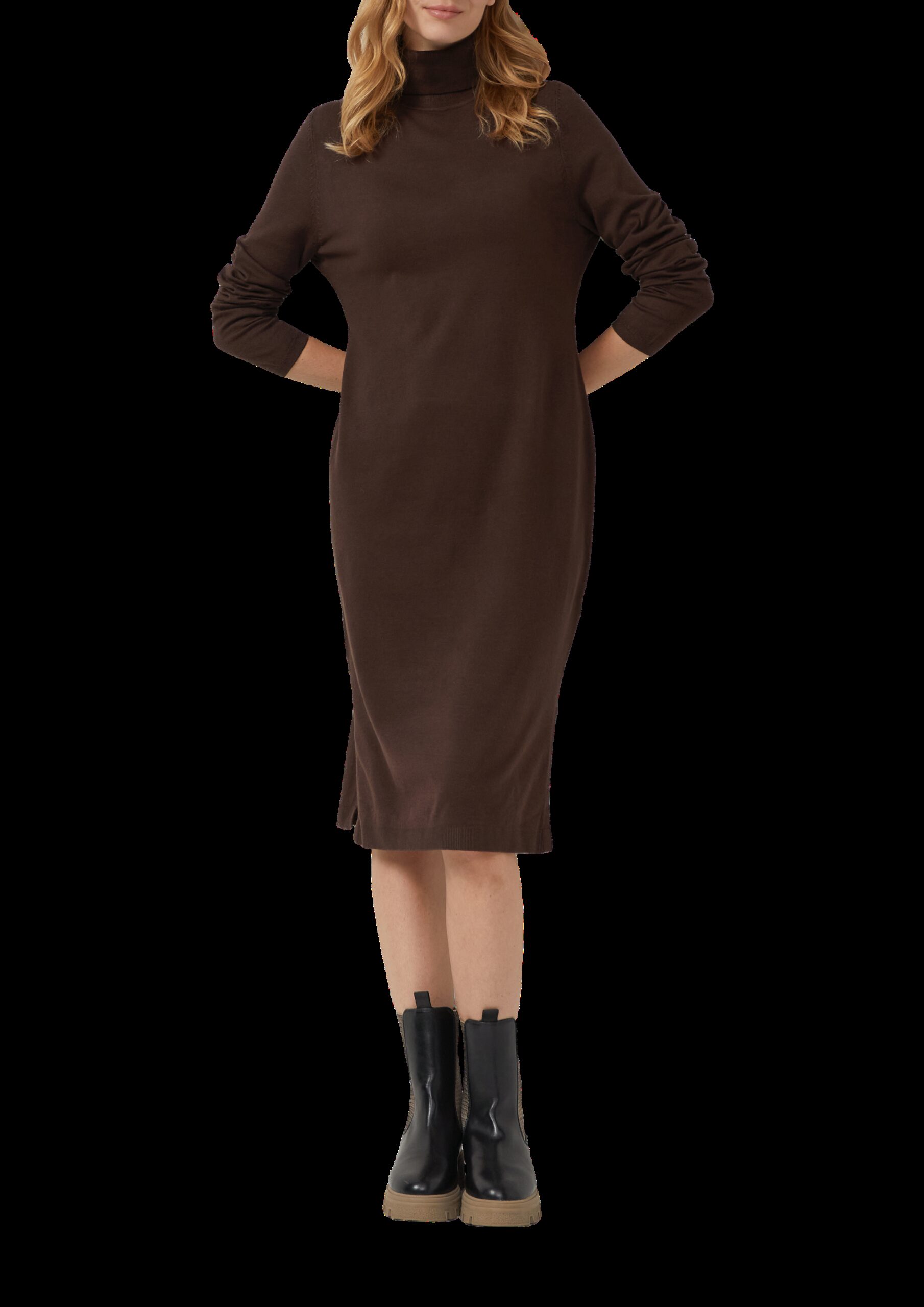 Rollkragen-Feinstrickkleid im Slim Fit aus Viskosemix