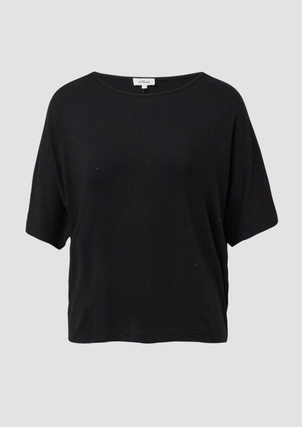 Fließendes T-Shirt mit Glitzersteinen