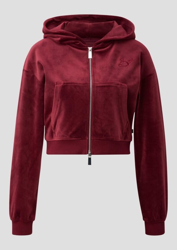 Sweatjacke aus weichem Nicki mit Logo-Stickerei | QS x Von Dutch