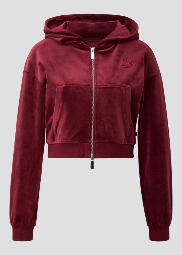 Sweatjacke aus weichem Nicki mit Logo-Stickerei | QS x Von Dutch