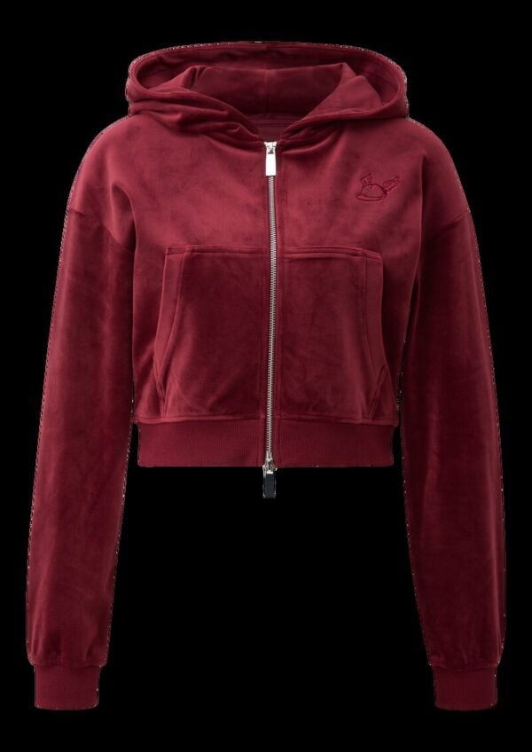 Sweatjacke aus weichem Nicki mit Logo-Stickerei | QS x Von Dutch