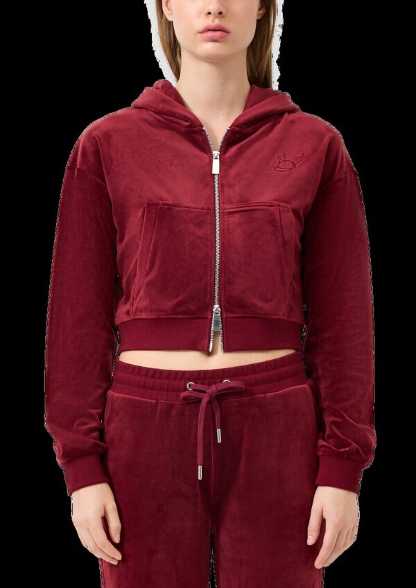 Sweatjacke aus weichem Nicki mit Logo-Stickerei | QS x Von Dutch