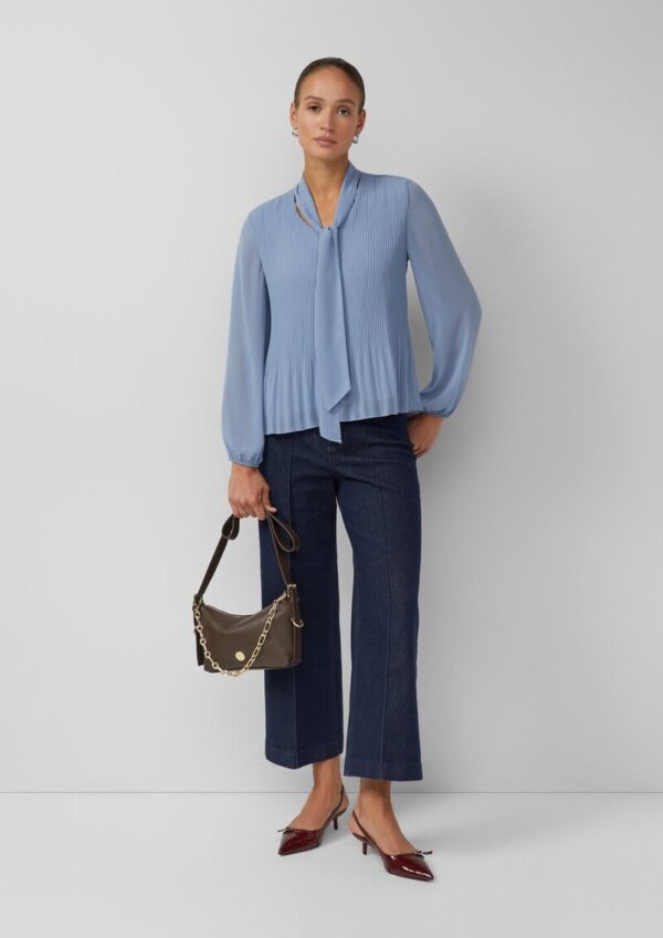 Schluppen-Bluse aus plissiertem Chiffon