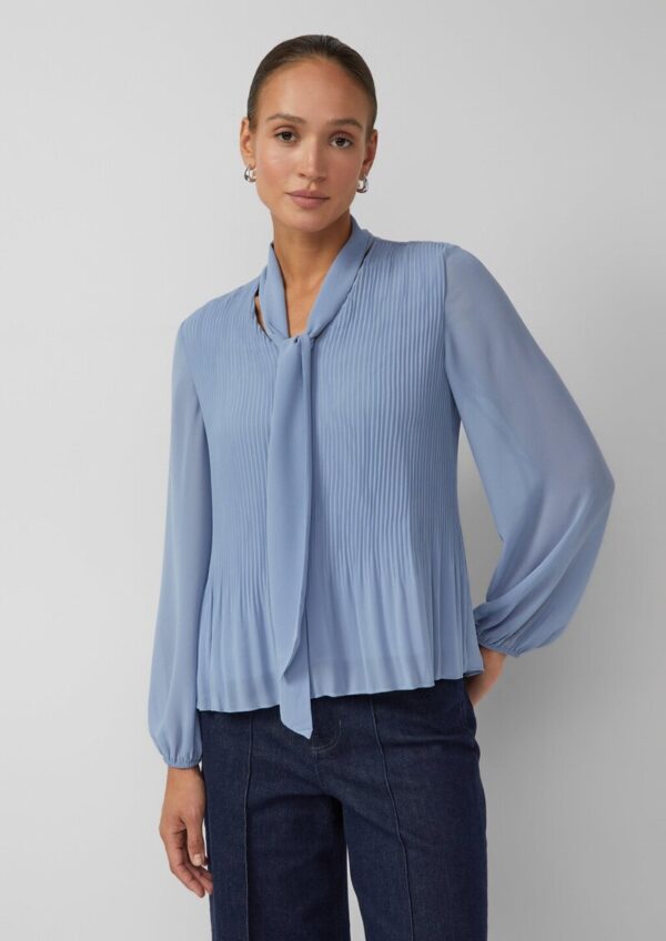Schluppen-Bluse aus plissiertem Chiffon