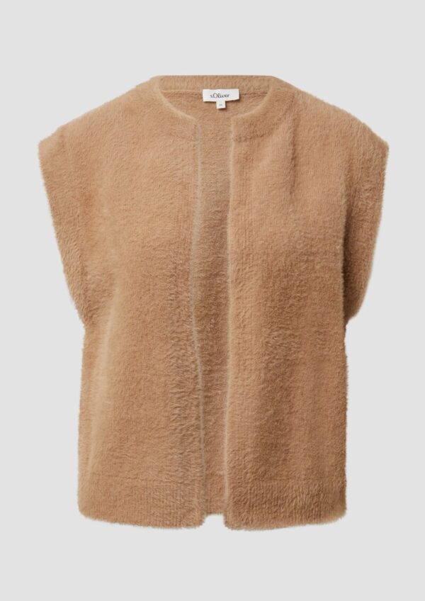 Verschlusslose Weste in flauschigem Garn