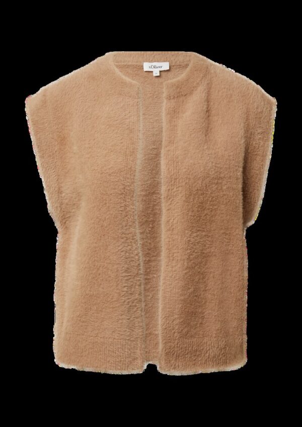 Verschlusslose Weste in flauschigem Garn