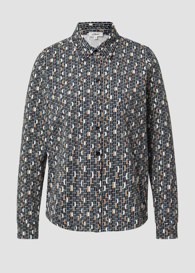 Elastische Jerseybluse mit All-over-Print