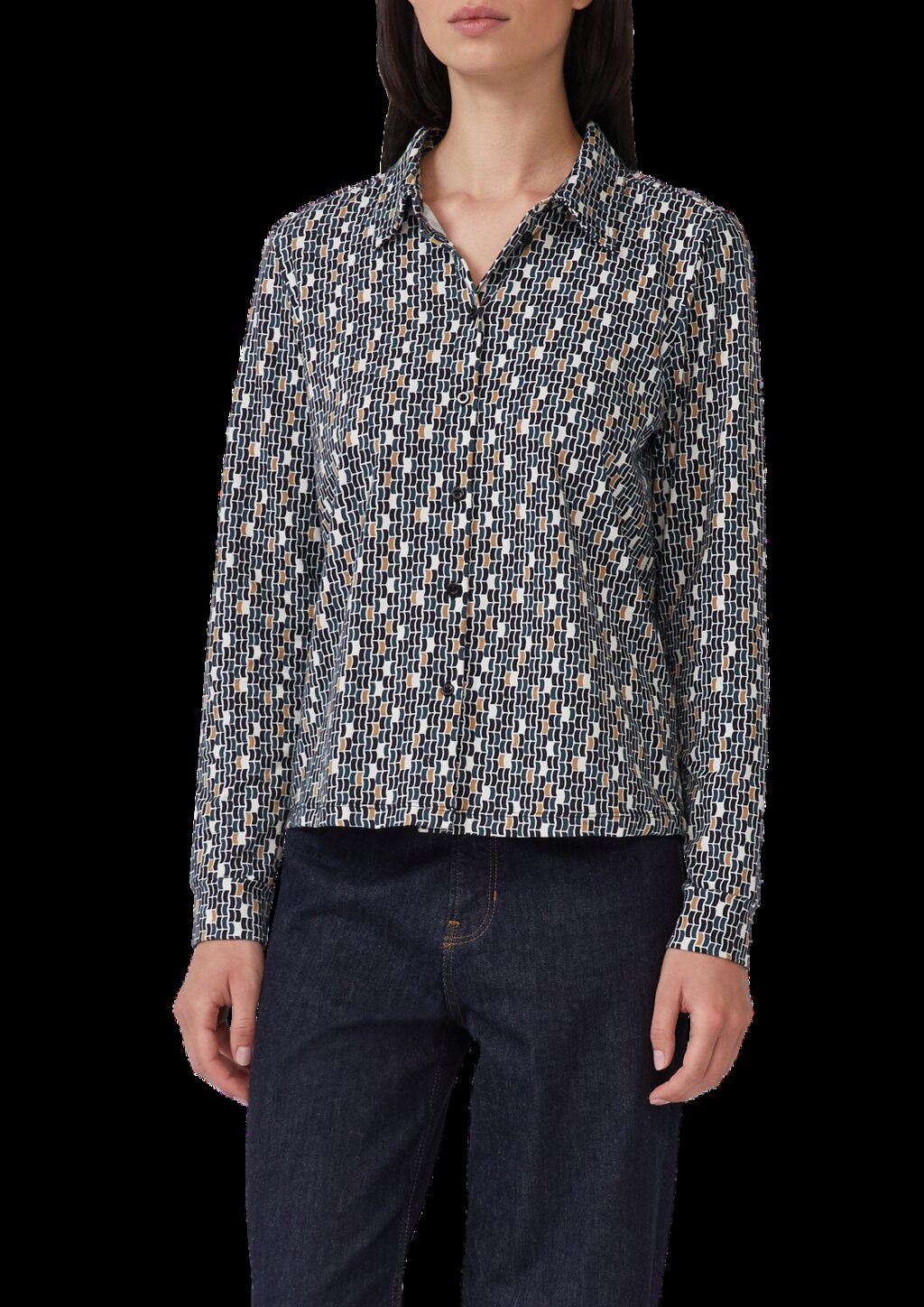 Elastische Jerseybluse mit All-over-Print