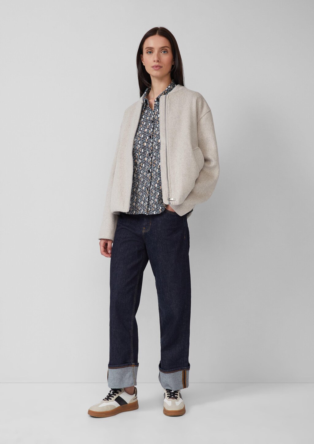 Elastische Jerseybluse mit All-over-Print