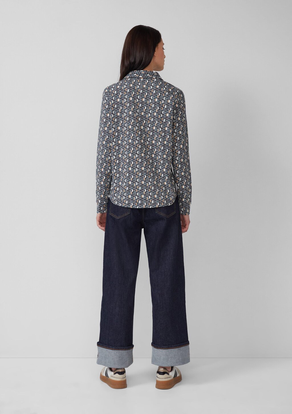 Elastische Jerseybluse mit All-over-Print