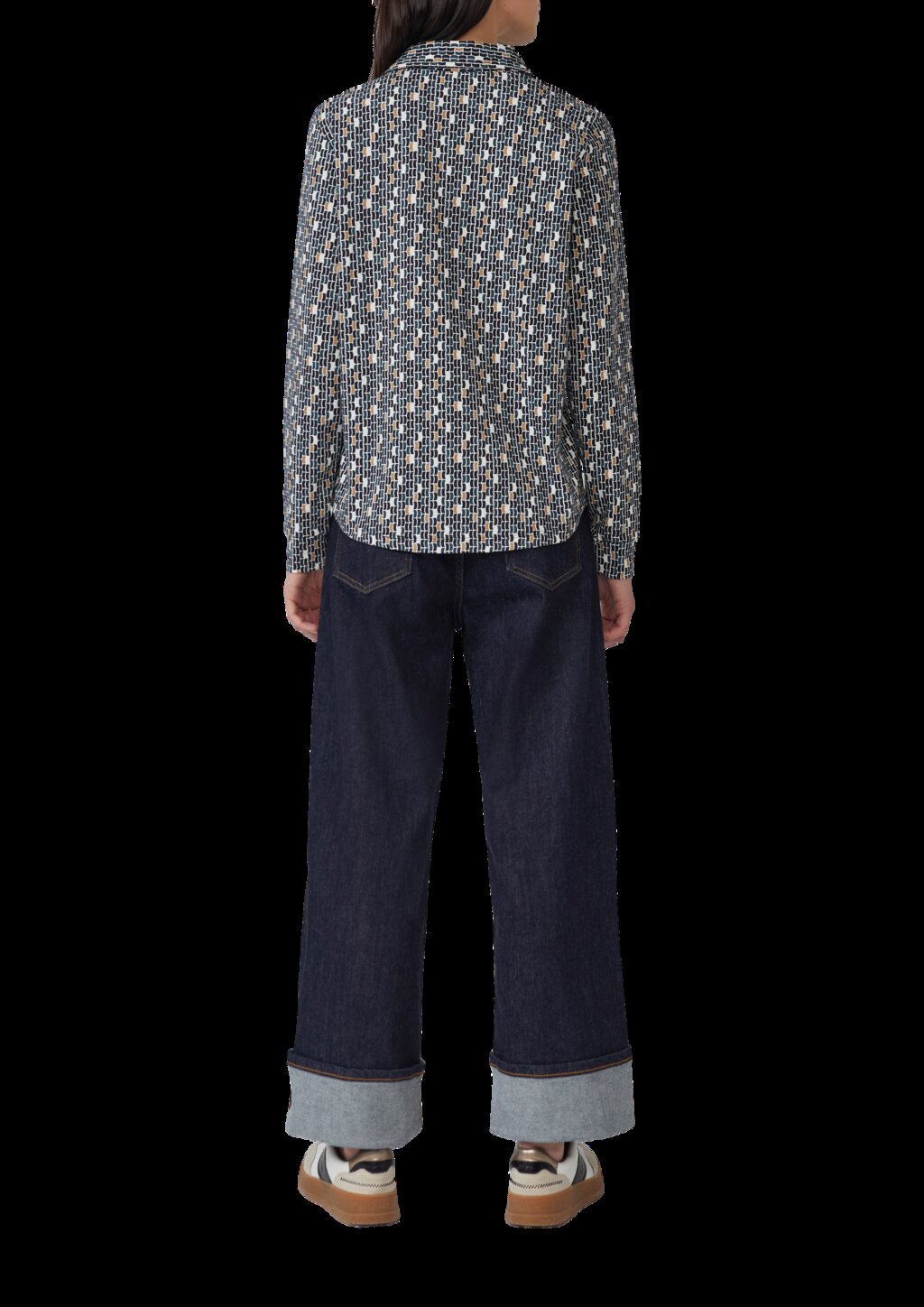 Elastische Jerseybluse mit All-over-Print