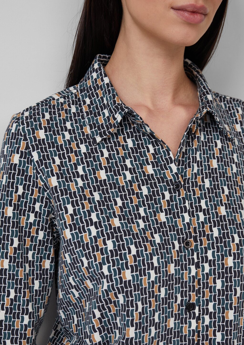 Elastische Jerseybluse mit All-over-Print