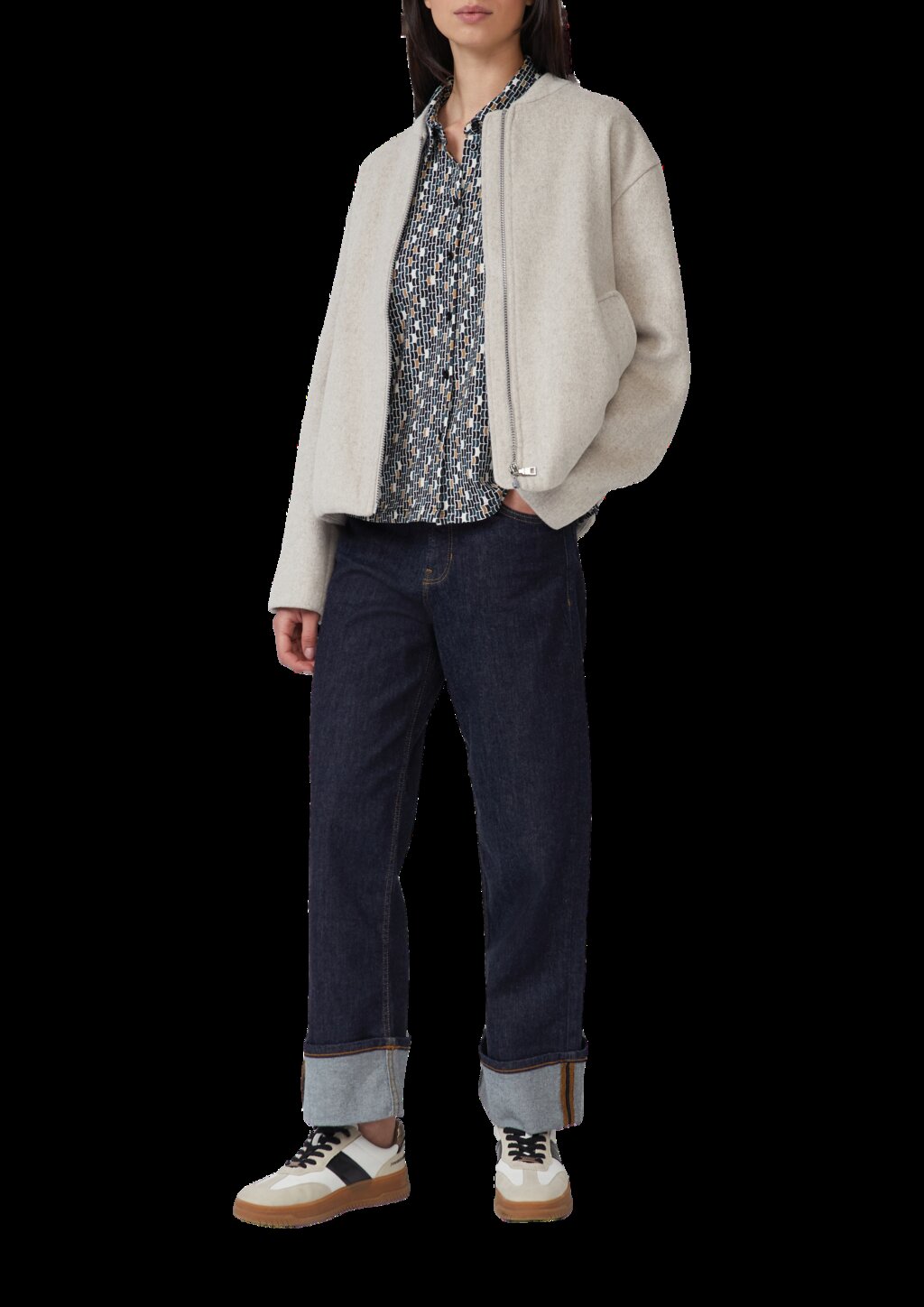 Elastische Jerseybluse mit All-over-Print