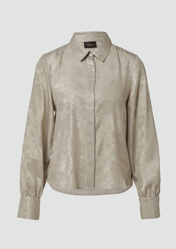 Schimmernde Bluse mit verdeckter Knopfleiste