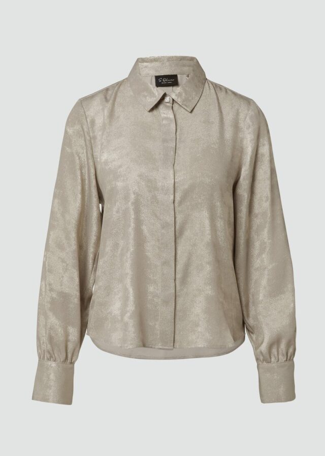 Schimmernde Bluse mit verdeckter Knopfleiste