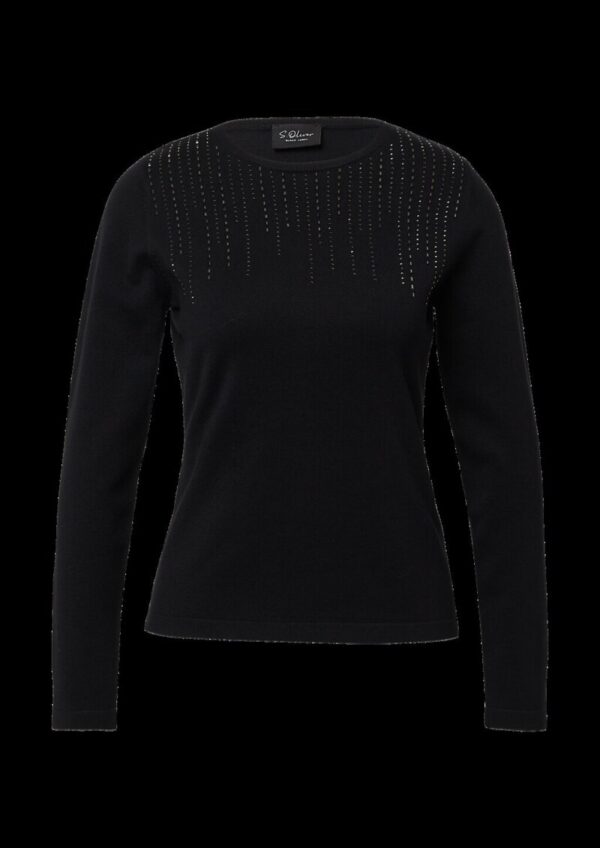 Feinstrick-Pullover im Slim Fit mit Schmucksteinen