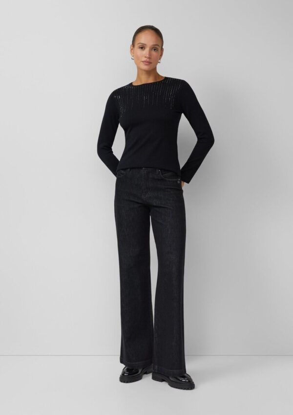 Feinstrick-Pullover im Slim Fit mit Schmucksteinen