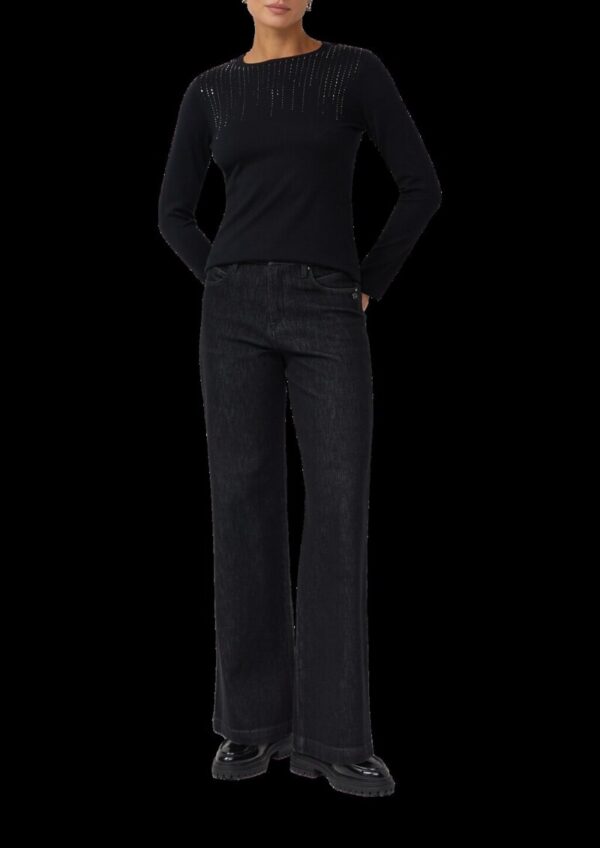 Feinstrick-Pullover im Slim Fit mit Schmucksteinen