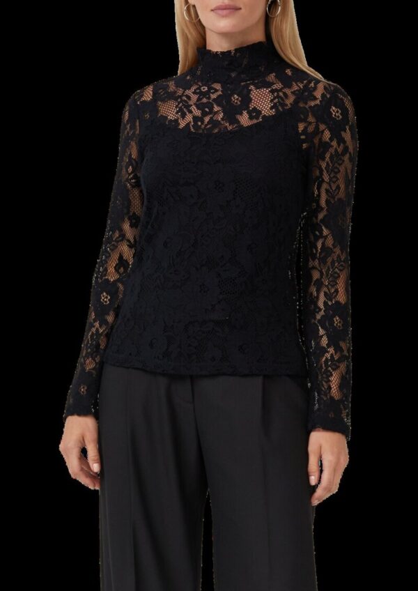 Transparentes Spitzen-Shirt im Slim Fit