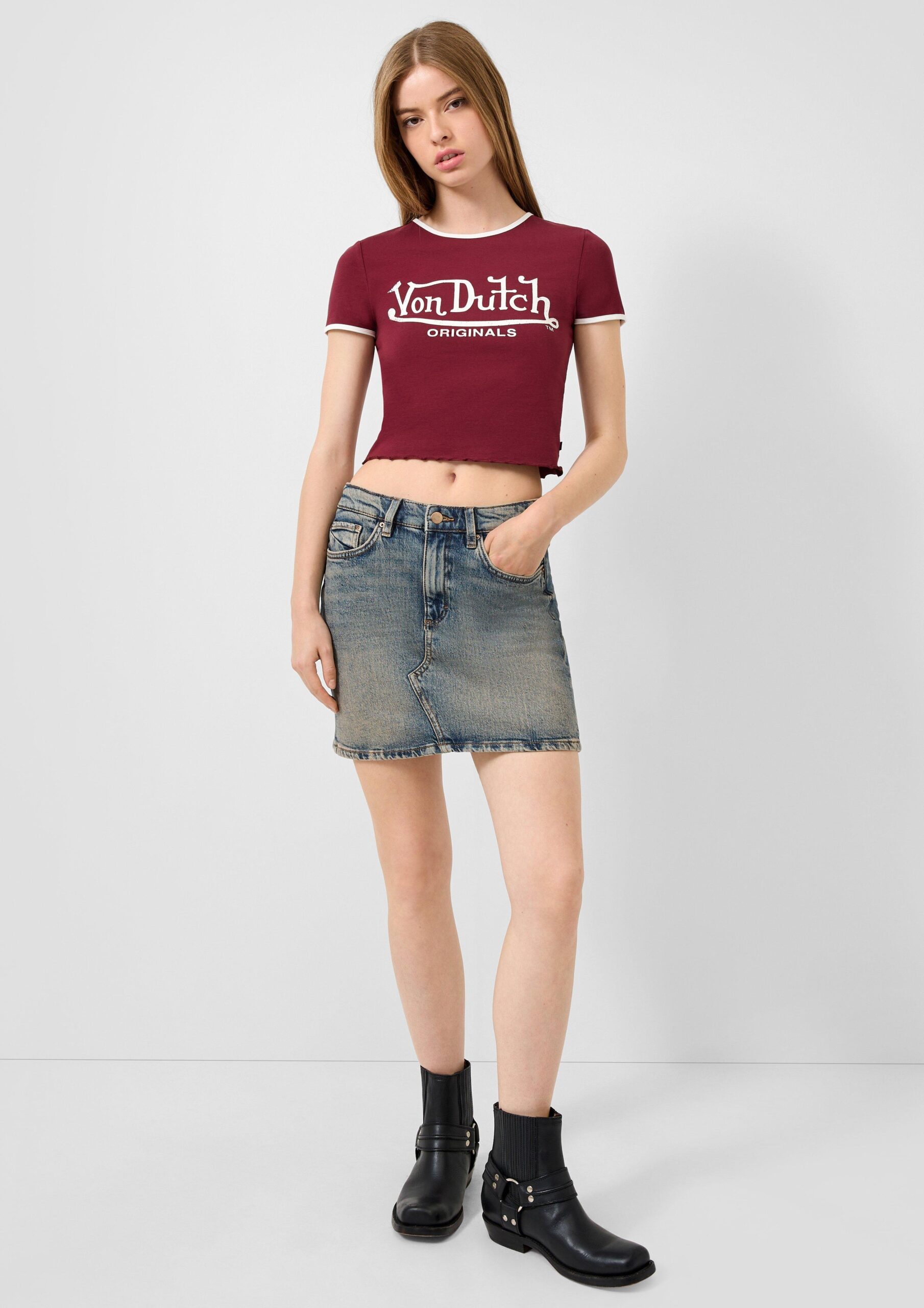 Cropped T-Shirt mit Frontprint | QS x Von Dutch