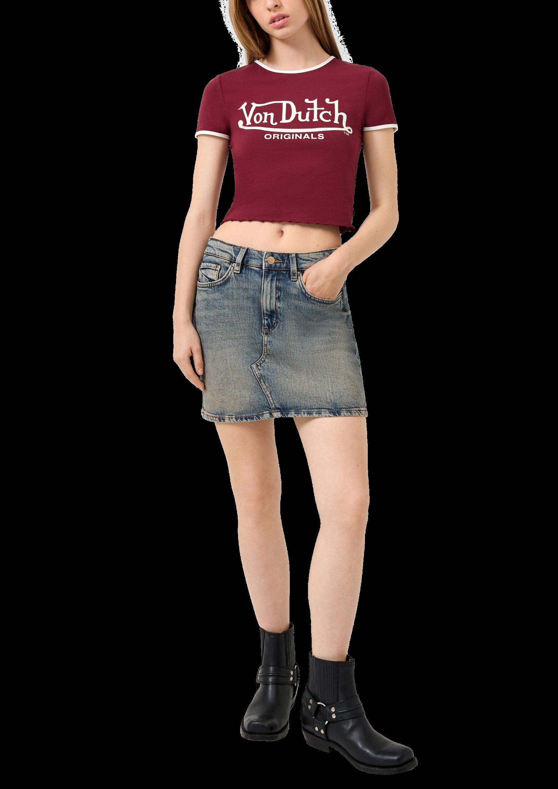 Cropped T-Shirt mit Frontprint | QS x Von Dutch