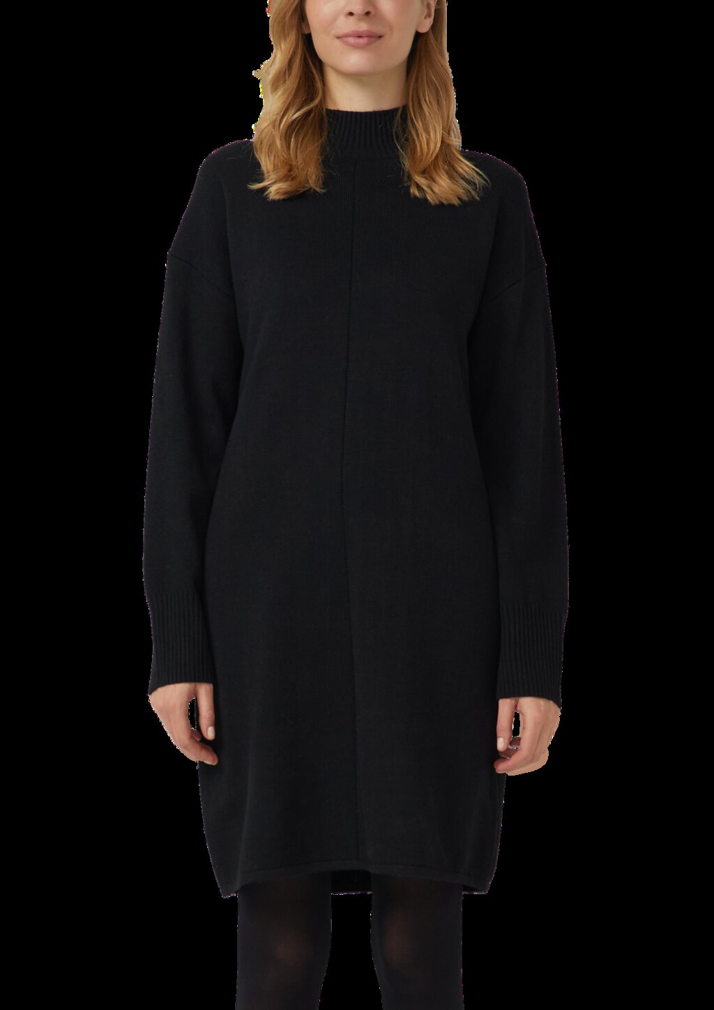 Kurzes Strickkleid mit Stehkragen und Naht-Details