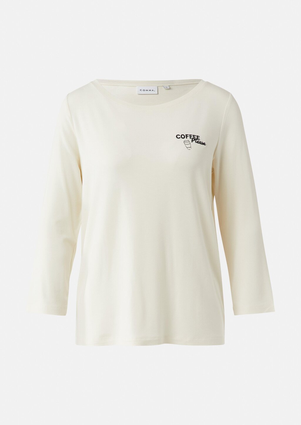 Jersey-T-Shirt mit 3/4-Ärmeln und Frontprint