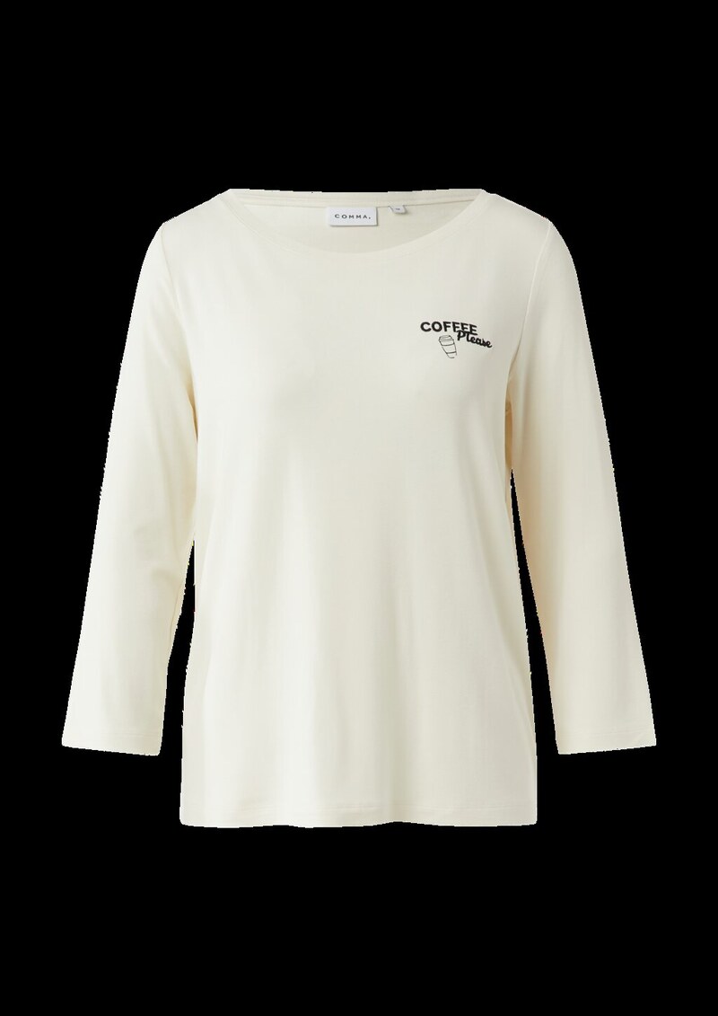 Jersey-T-Shirt mit 3/4-Ärmeln und Frontprint