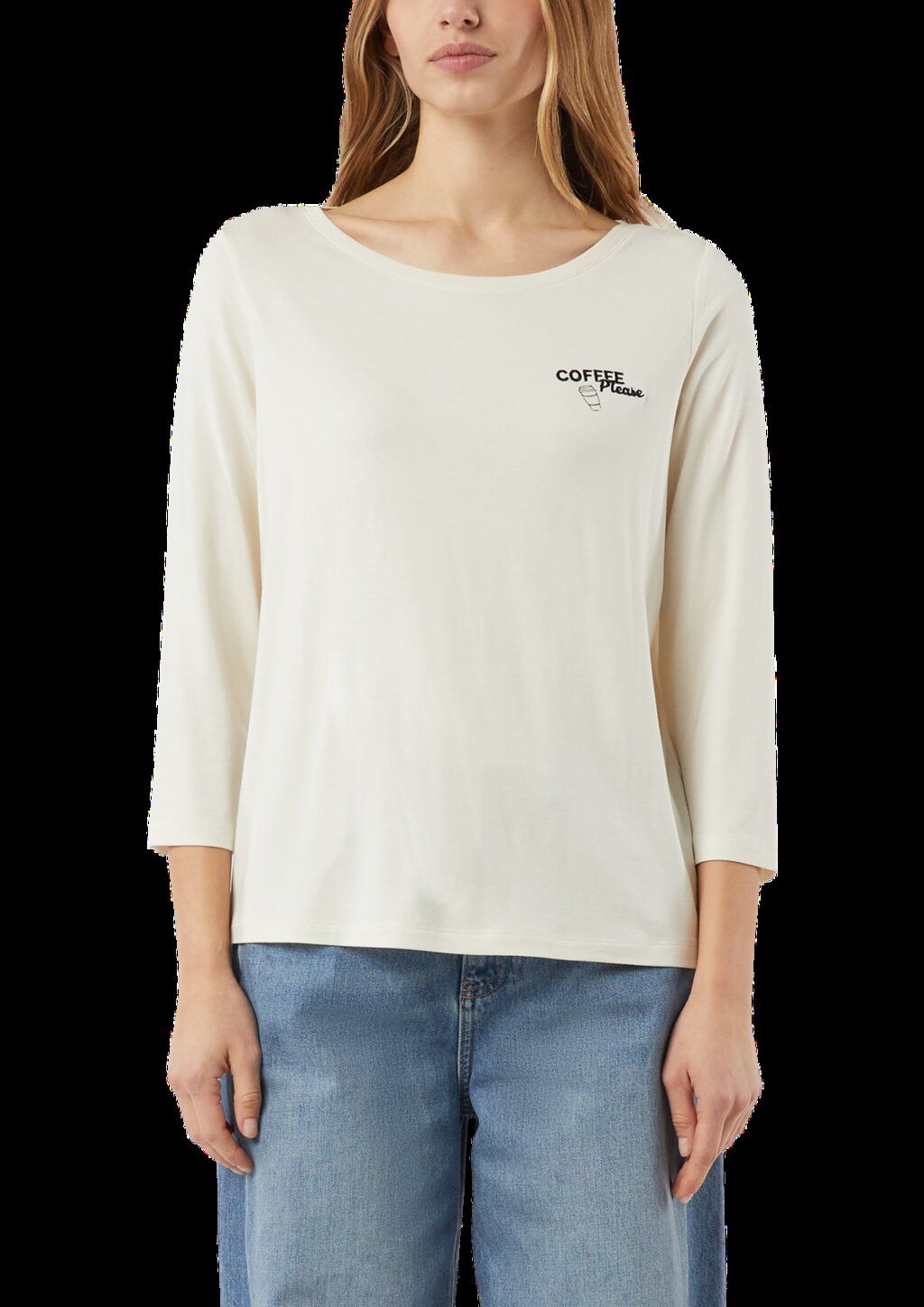 Jersey-T-Shirt mit 3/4-Ärmeln und Frontprint